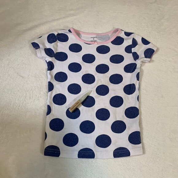 5/$25 Carter's white blue polka dot cotton short sleeve pants pajamas jammies pj - Picture 2 of 8
